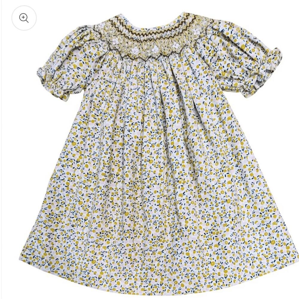 NEW SWEET DREAMS baby girl smocked dress in yellow/green